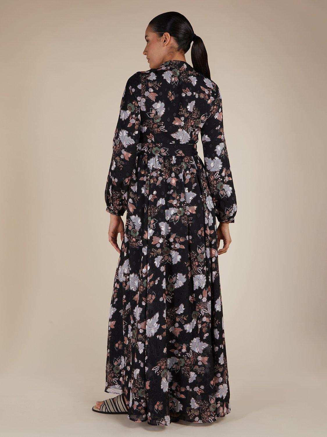 Product image 3 of 5, which shows Aab Floral Shirt Maxi Dress, Black Multi Black, S Reg