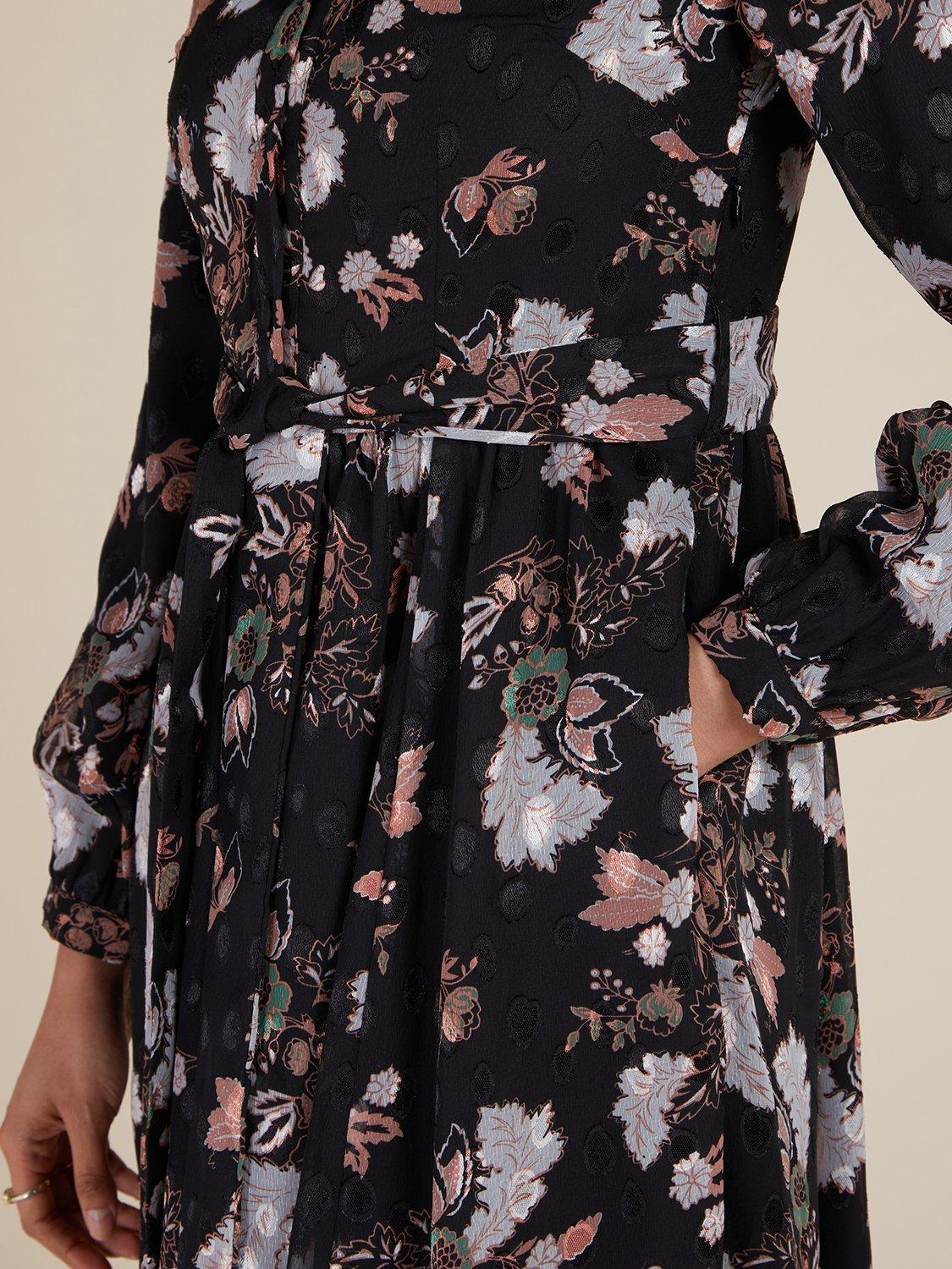 Product image 4 of 5, which shows Aab Floral Shirt Maxi Dress, Black Multi Black, S Reg