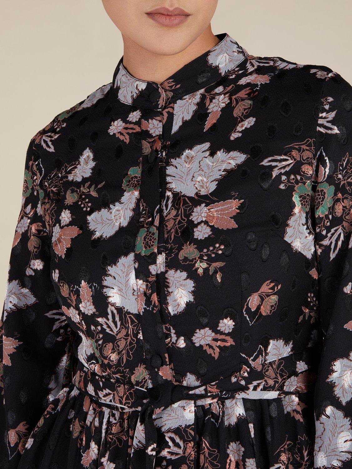 Product image 5 of 5, which shows Aab Floral Shirt Maxi Dress, Black Multi Black, S Reg