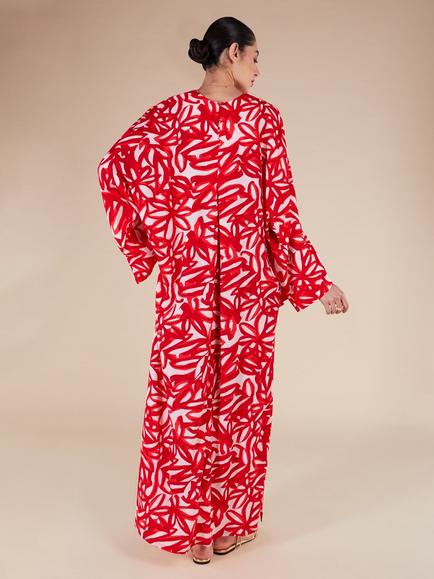 Aab Roma Floral Kaftan, Red - view 2, Red