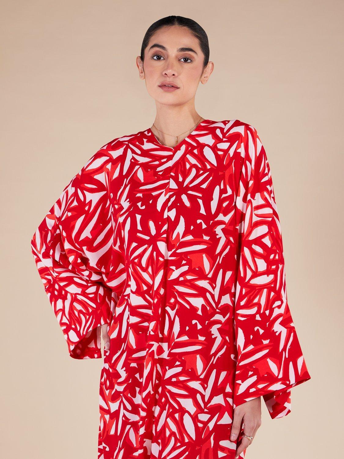 Product image 3 of 3, which shows Aab Roma Floral Kaftan, Red, S Reg