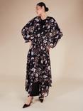 Aab Floral Belted Kimono, Black/Multi