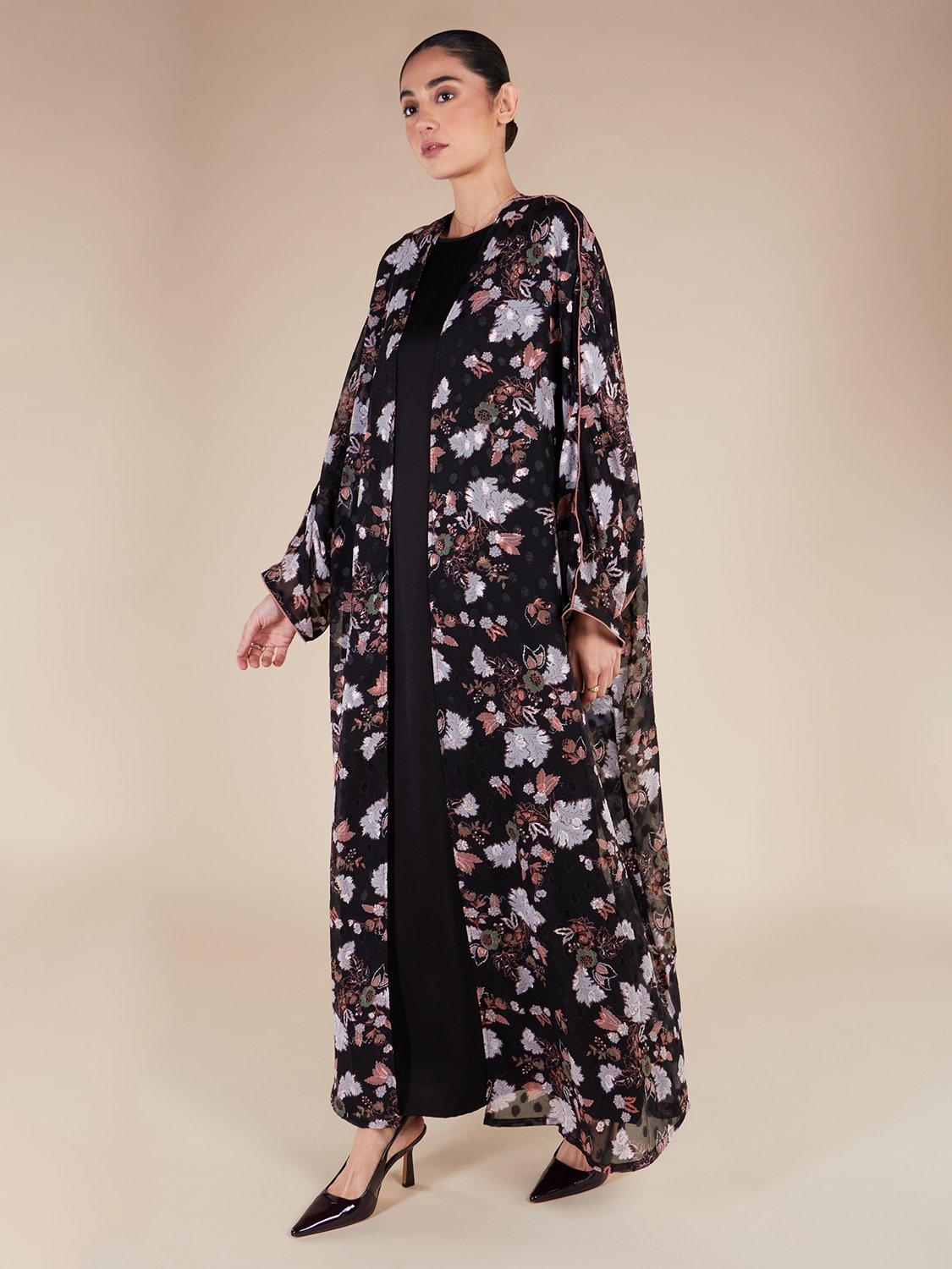 Product image 2 of 5, which shows Aab Floral Belted Kimono, Black/Multi, S Reg