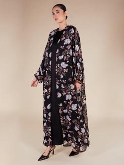 Aab Floral Belted Kimono, Black/Multi - view 2, Black/Multi