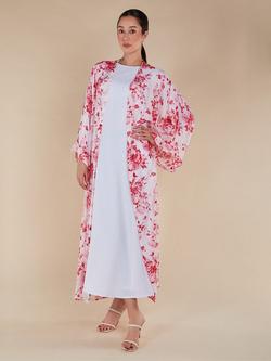 Aab Benibara Floral Open Neck Kimono, Red, Red