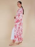 Aab Benibara Floral Open Neck Kimono, Red