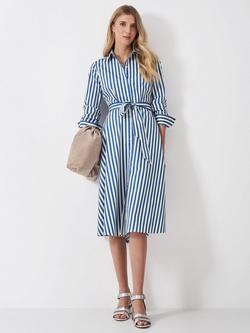 Crew Clothing Stripe Shirt Dress, Blue/White, Blue/White