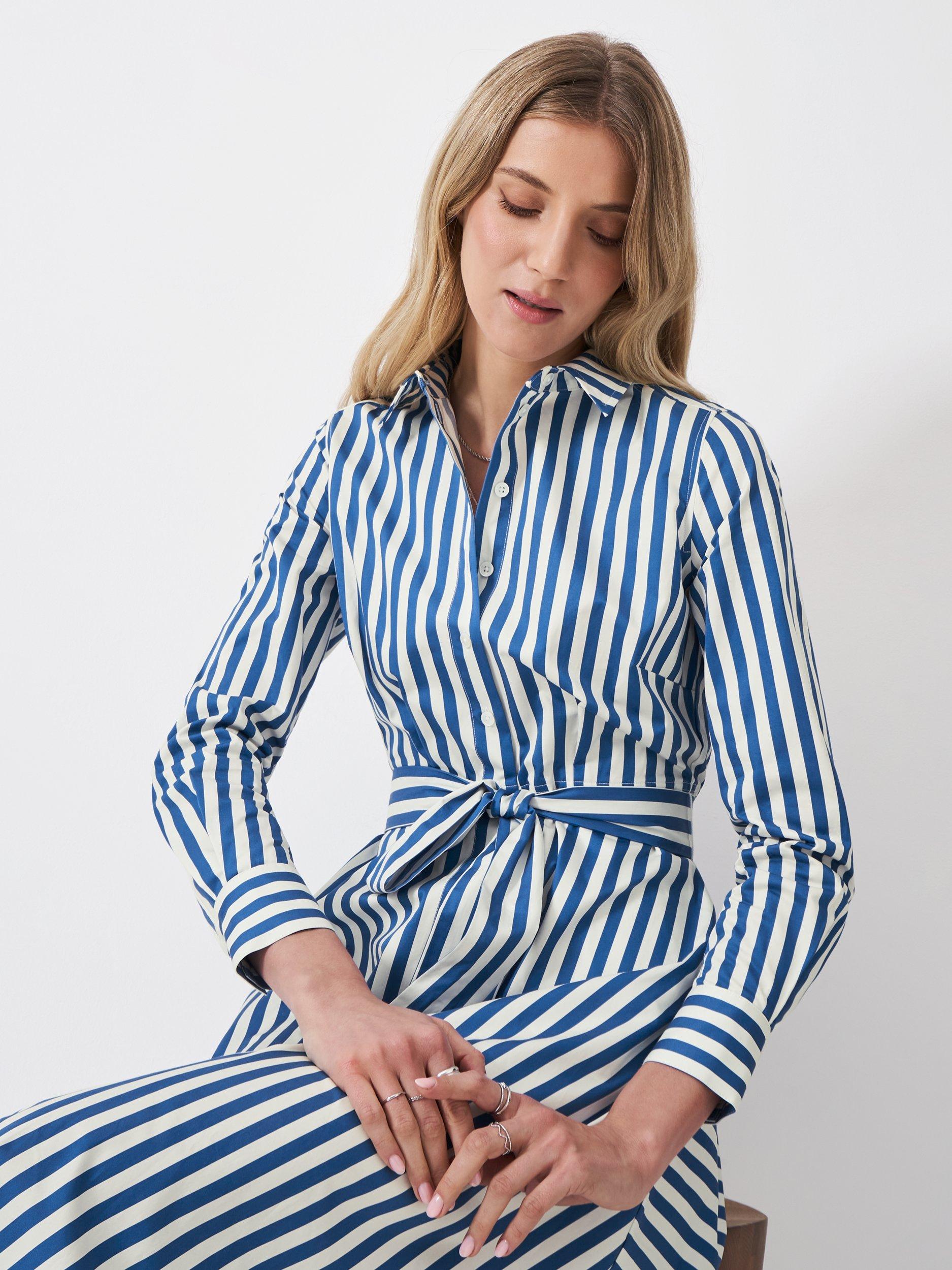 Product image 3 of 6, which shows Crew Clothing Stripe Shirt Dress, White, 10