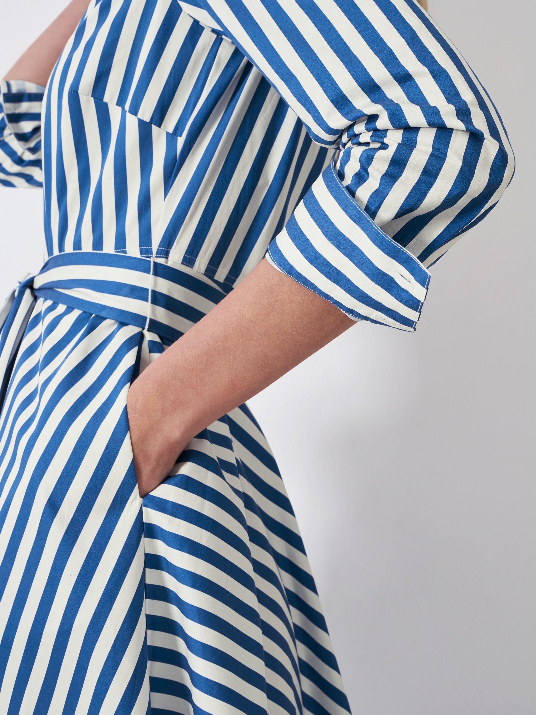 Product image 4 of 6, which shows Crew Clothing Stripe Shirt Dress, White, 10