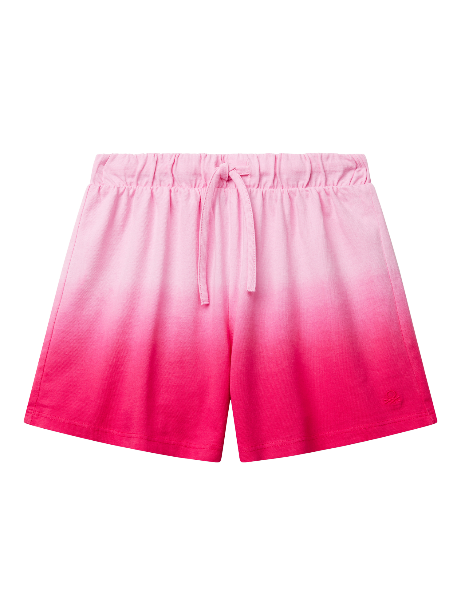 Product image 1 of 3, which shows Benetton Kids' Cotton Drawstring Shorts, Pink, 6-7 years