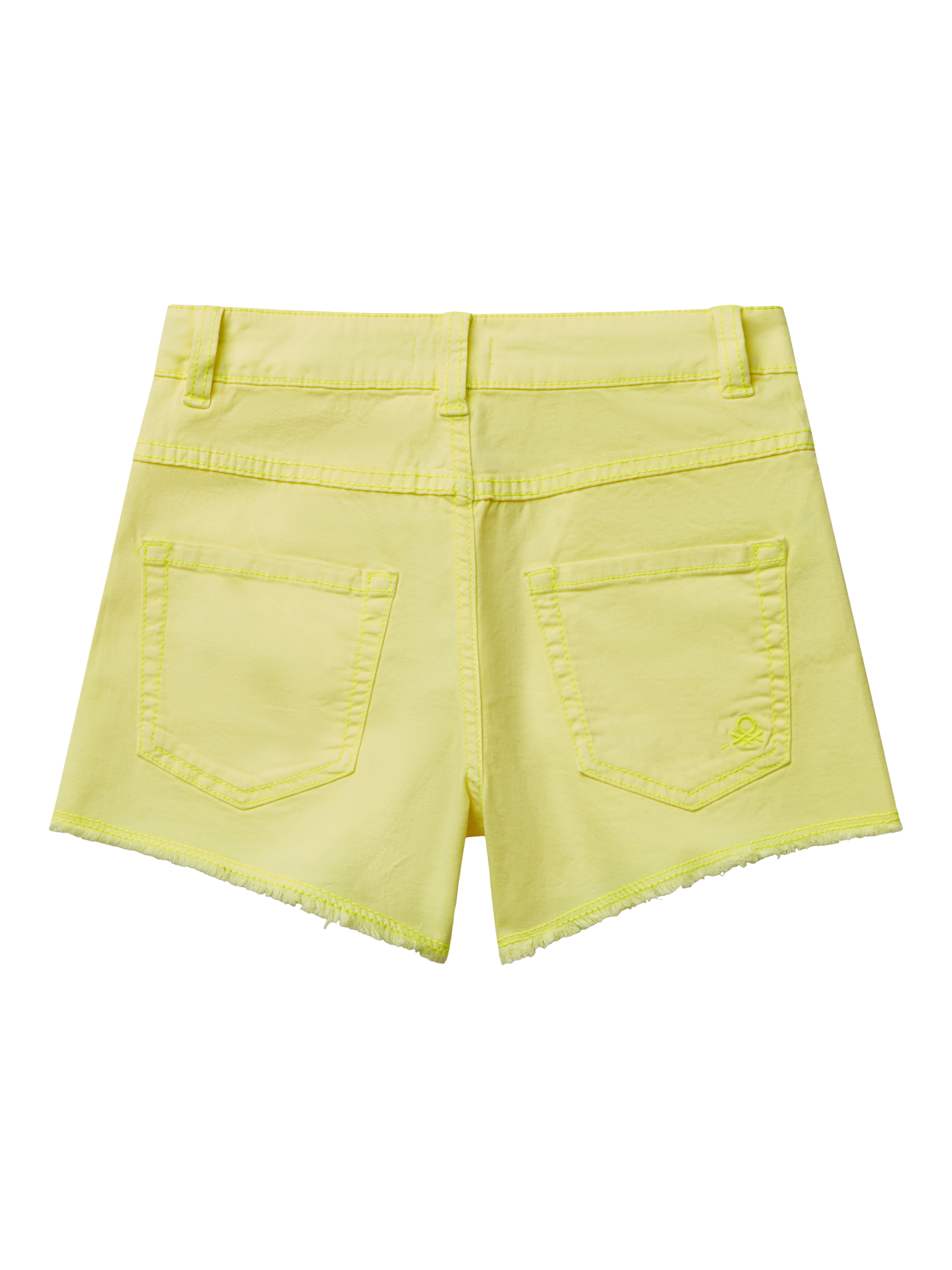 Product image 2 of 3, which shows Benetton Kids' Cotton Five Pocket Frayed Shorts, Bright Yellow, 6-7 years