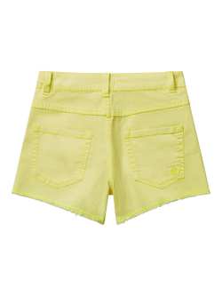 Benetton Kids' Cotton Five Pocket Frayed Shorts - view 2, Bright Yellow