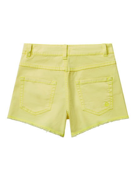 Benetton Kids' Cotton Five Pocket Frayed Shorts - view 2, Bright Yellow