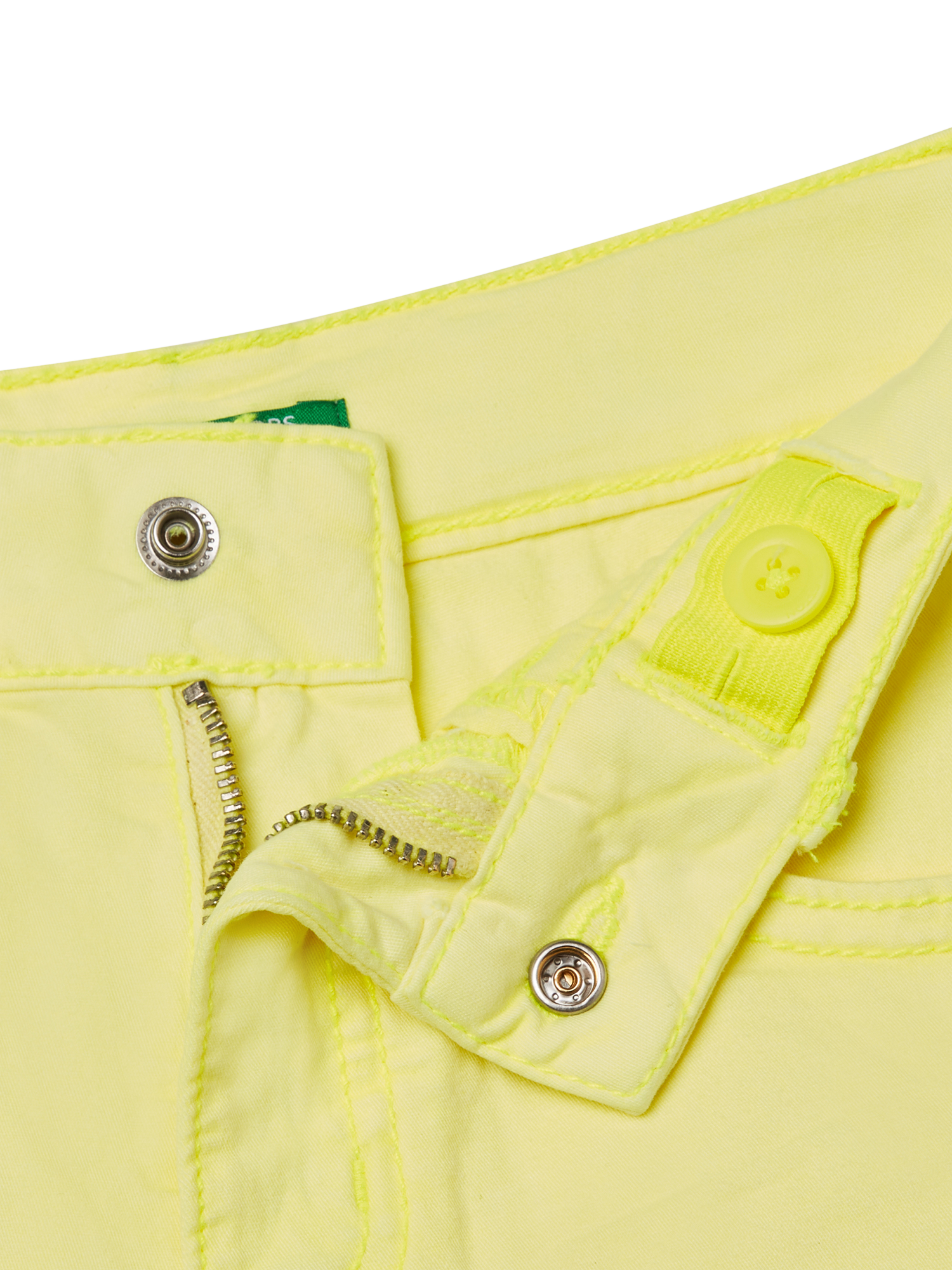 Product image 3 of 3, which shows Benetton Kids' Cotton Five Pocket Frayed Shorts, Bright Yellow, 6-7 years