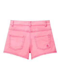 Benetton Kids' Cotton Five Pocket Frayed Shorts - view 2, Bright Pink