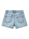 Benetton Kids' Embroidered Five Pocket Denim Shorts, Light Blue Denim