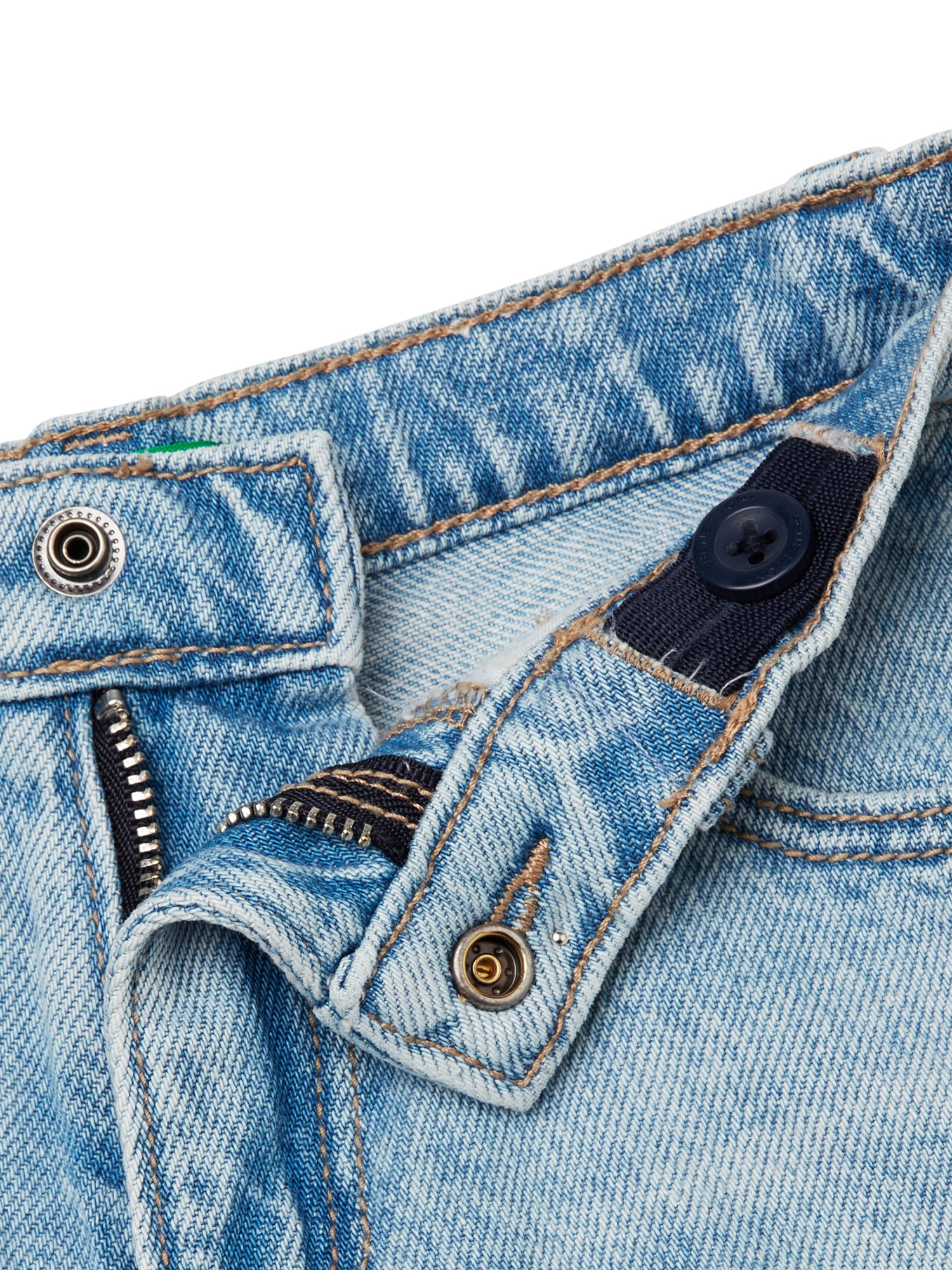 Product image 3 of 3, which shows Benetton Kids' Embroidered Five Pocket Denim Shorts, Light Blue Denim, 3-4 years