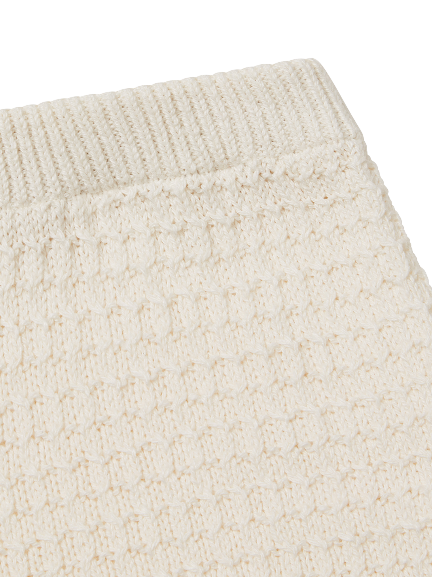 Product image 3 of 3, which shows Benetton Kids' Cotton Crochet Elasticated Shorts, Off White, 7-8 years