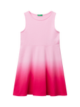 Benetton Kids' Cotton Sleeveless Dip Dyed Dress, Pink