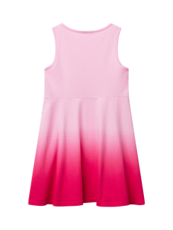 Benetton Kids' Cotton Sleeveless Dip Dyed Dress, Pink - view 2, Pink