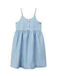 Benetton Kids' Shoulder Strap Flared Dress, Light Blue Denim