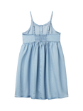 Benetton Kids' Shoulder Strap Flared Dress, Light Blue Denim