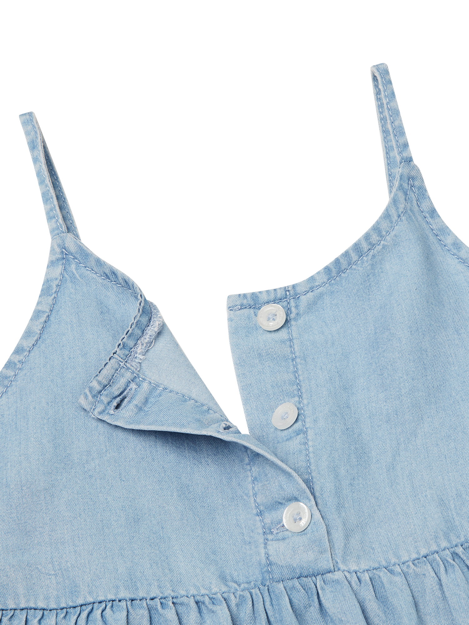 Product image 3 of 3, which shows Benetton Kids' Shoulder Strap Flared Dress, Light Blue Denim, 6-7 years