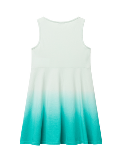 Benetton Kids' Cotton Dip Dyed Sleeveless Dress, Teal Green - view 2, Teal Green