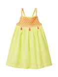 Benetton Kids' Cotton Sleeveless Crochet Tassel Dress, Lime
