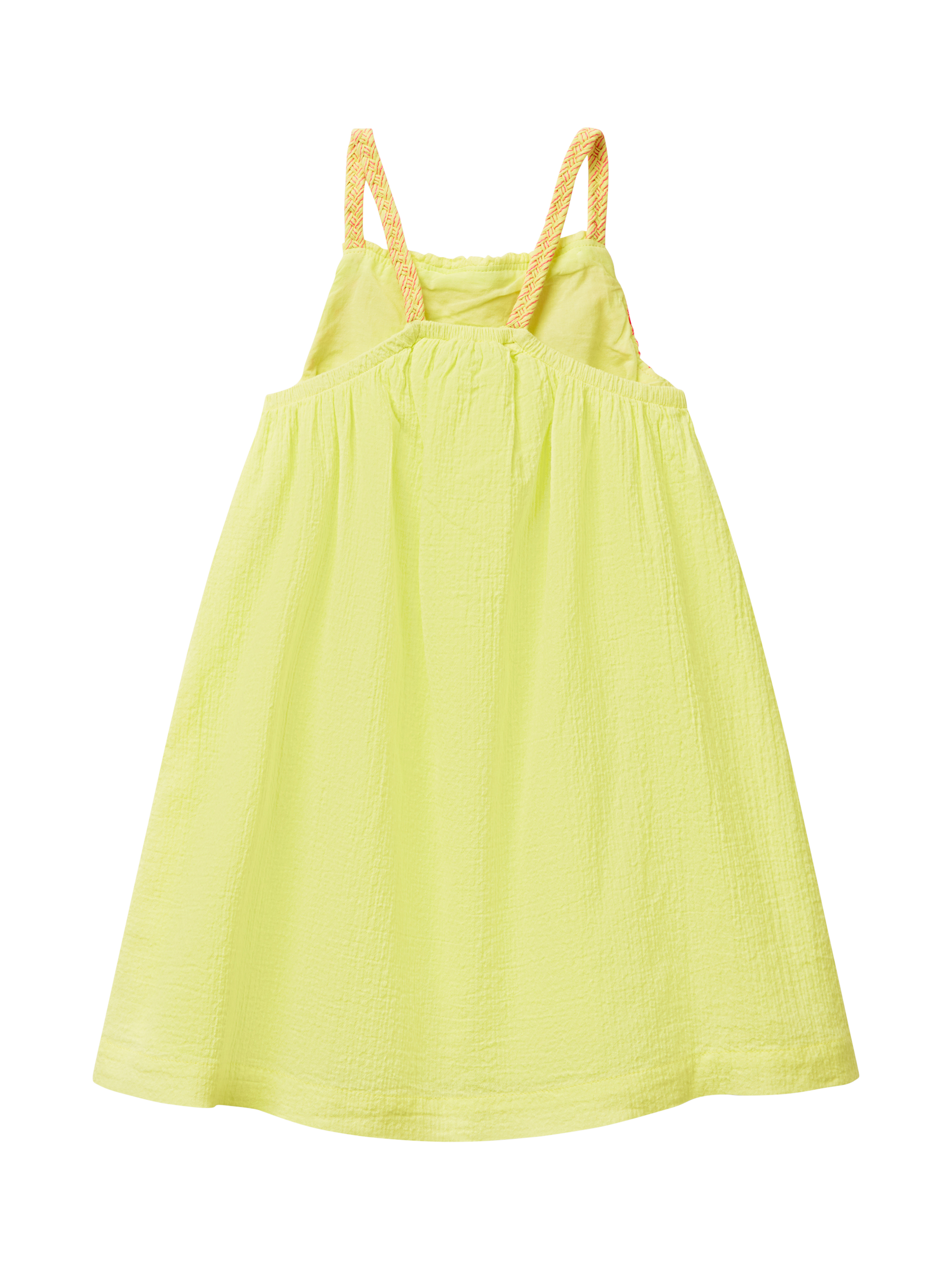 Product image 2 of 3, which shows Benetton Kids' Cotton Sleeveless Crochet Tassel Dress, Lime, 3-4 years