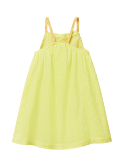 Benetton Kids' Cotton Sleeveless Crochet Tassel Dress, Lime - view 2, Lime