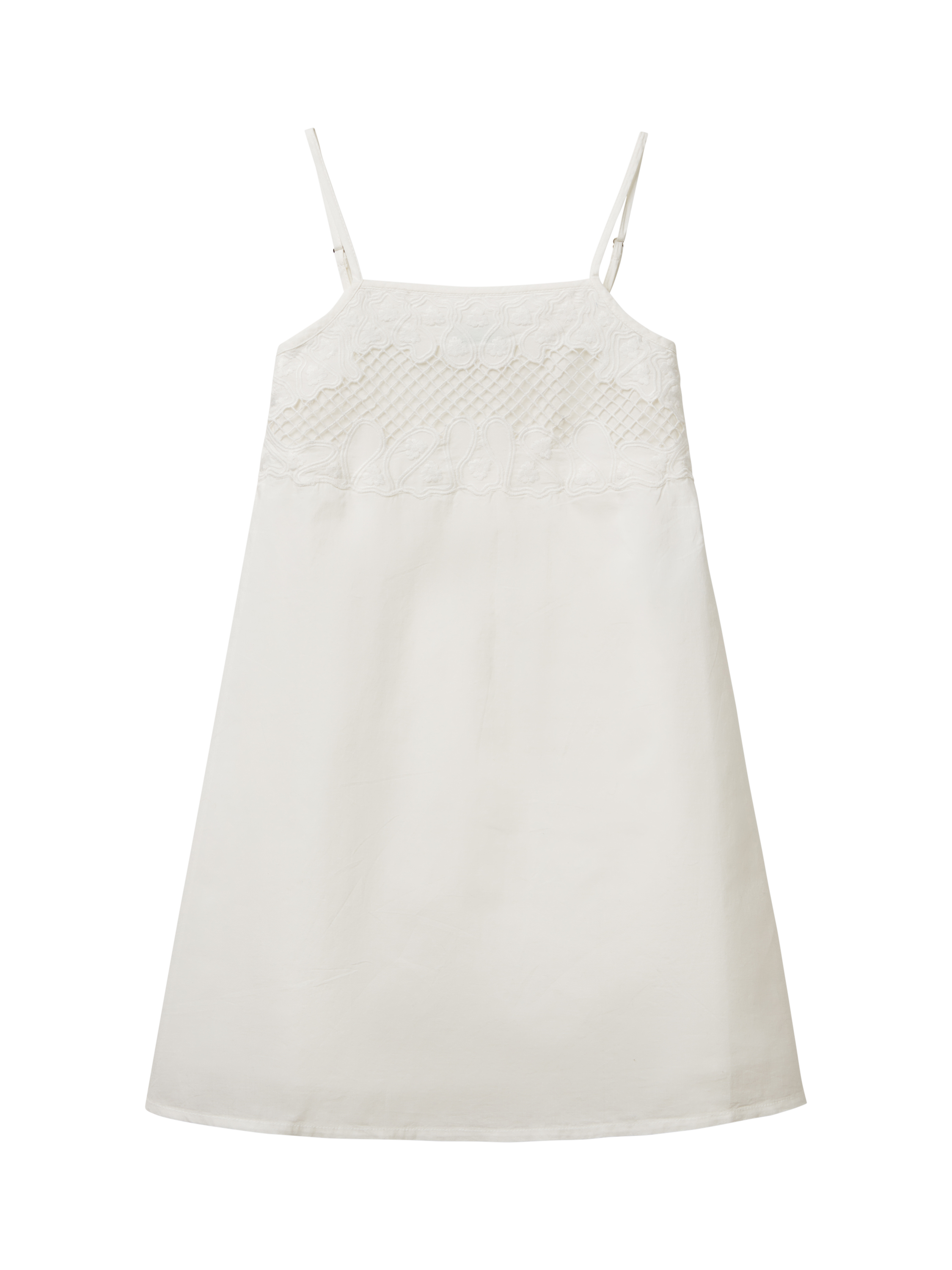 Product image 1 of 3, which shows Benetton Kids' Fit and Flare Strappy Dress, Off White, 6-7 years