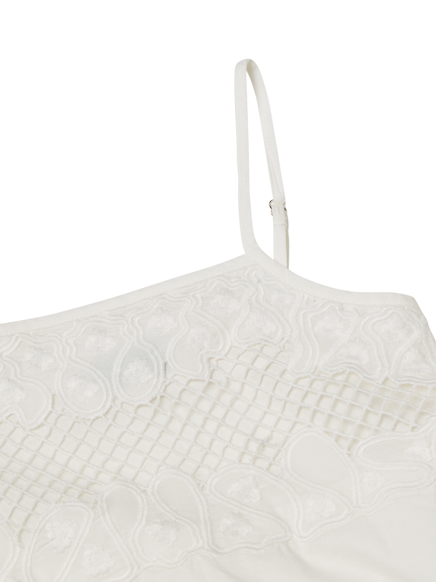 Product image 3 of 3, which shows Benetton Kids' Fit and Flare Strappy Dress, Off White, 6-7 years