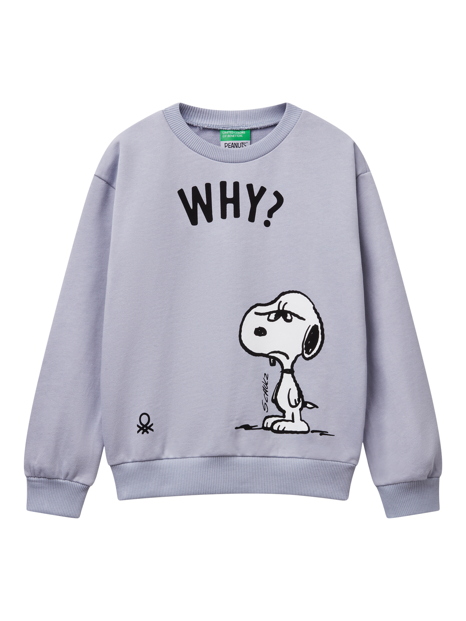 Product image 1 of 3, which shows Benetton Kids' Cotton Crew Neck Snoopy Sweatshirt, Periwinkle, 8-9 years