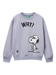 Benetton Kids' Cotton Crew Neck Snoopy Sweatshirt, Periwinkle