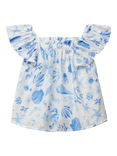 Benetton Kids' Frill Sleeve Seashell Dress, Blue/Multi