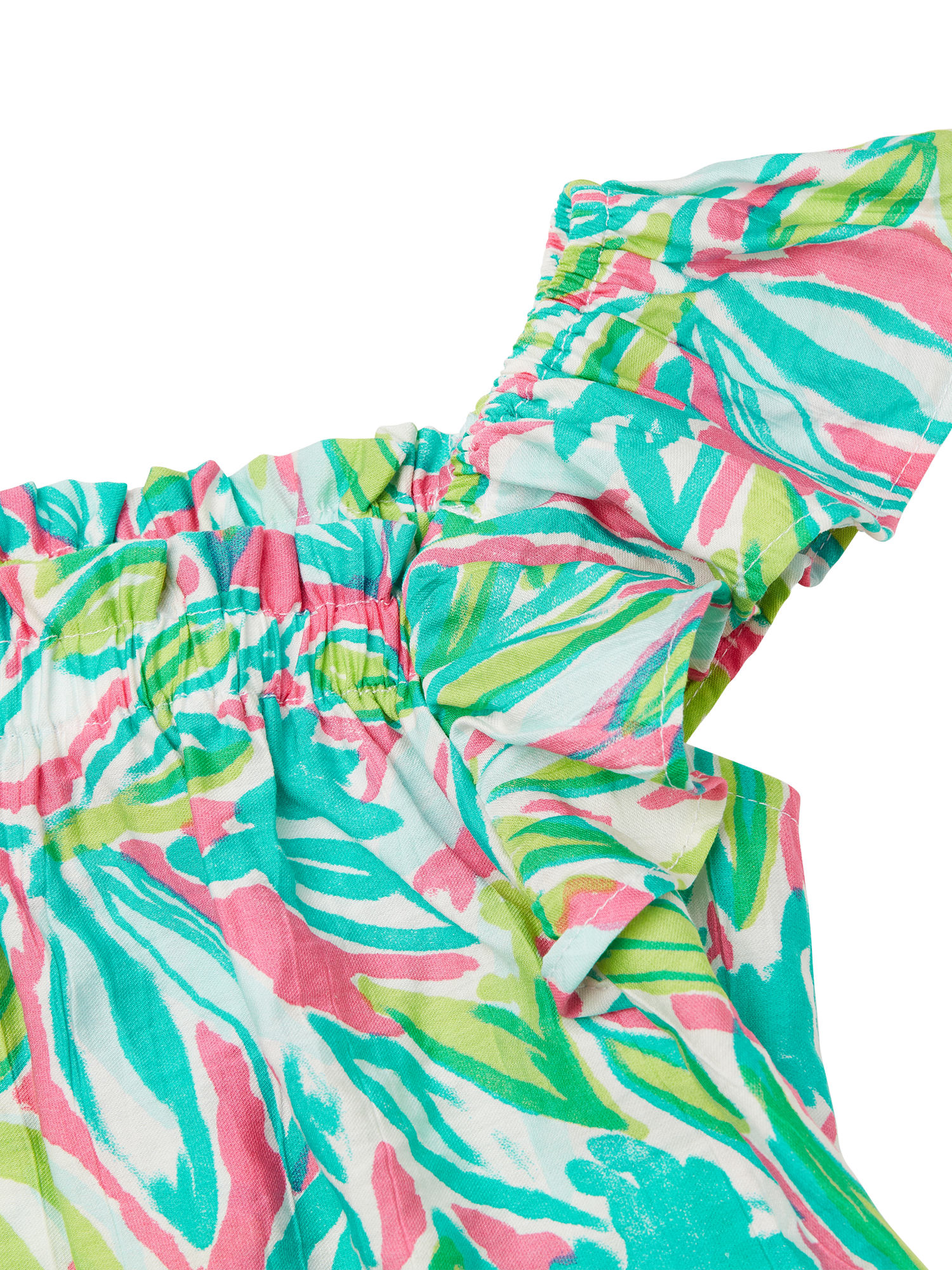 Product image 2 of 2, which shows Benetton Kids' Square Neck Frill Sleeve Printed Blouse, Multicolor, 3-4 years