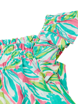 Benetton Kids' Square Neck Frill Sleeve Printed Blouse, Multicolor - view 2, Multicolor