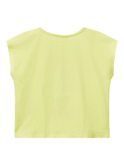 Benetton Kids' Cotton Tropical Cactus T-Shirt, Lime - view 2, Lime