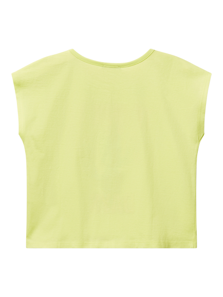 Benetton Kids' Cotton Tropical Cactus T-Shirt, Lime - view 2, Lime