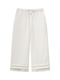 Benetton Kids' Wide Leg Drawstring Trousers, Offwhite