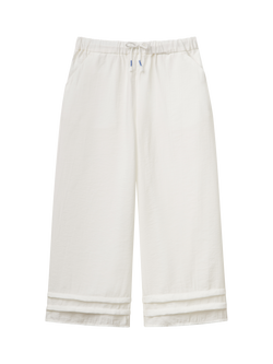 Benetton Kids' Wide Leg Drawstring Trousers, Offwhite, Off White