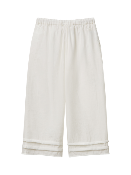 Benetton Kids' Wide Leg Drawstring Trousers, Offwhite - view 2, Off White
