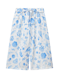 Benetton Kids' Relaxed Printed Cropped Trousers, Blue/Multi