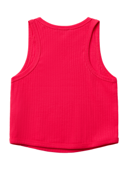 Benetton Kids' Ribbed Cotton Sleeveless Vest Top - view 2, Fuchsia