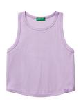 Benetton Kids' Ribbed Cotton Sleeveless Vest Top, Lilac