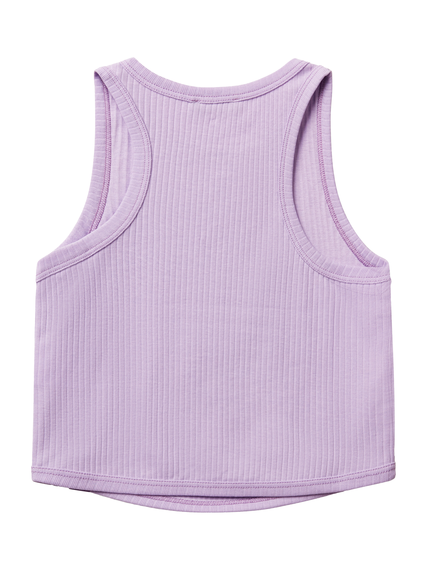 Product image 2 of 3, which shows Benetton Kids' Ribbed Cotton Sleeveless Vest Top, Lilac, 6-7 years
