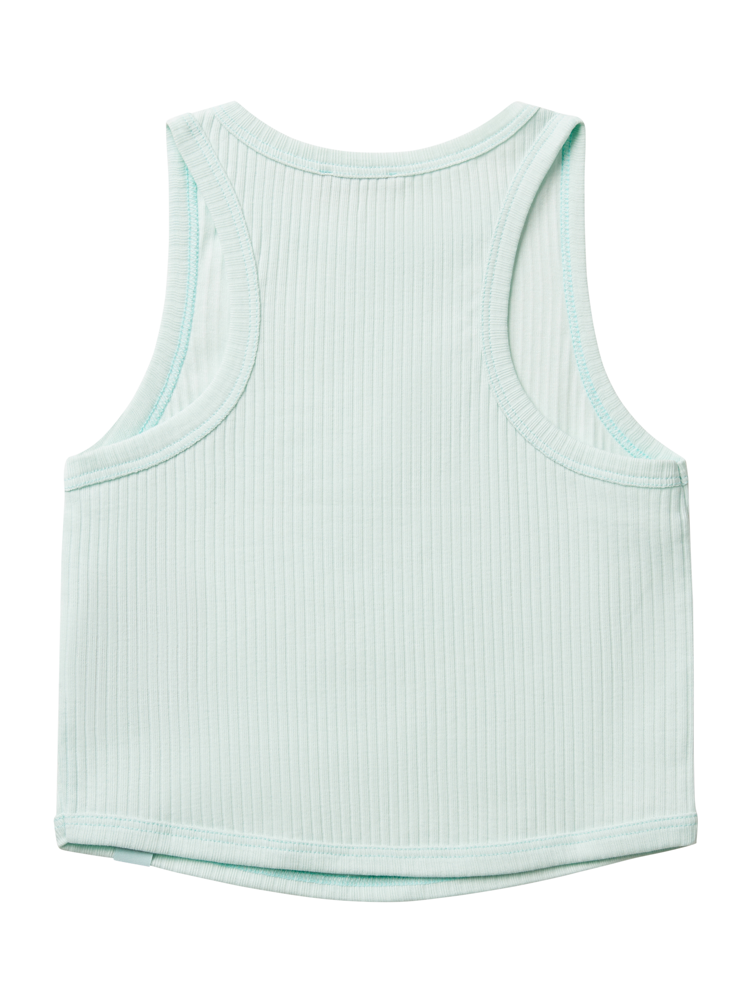 Product image 2 of 3, which shows Benetton Kids' Ribbed Cotton Sleeveless Tank Top, Teal Green, 6-7 years