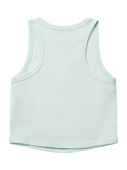 Benetton Kids' Ribbed Cotton Sleeveless Tank Top - view 2, Teal Green