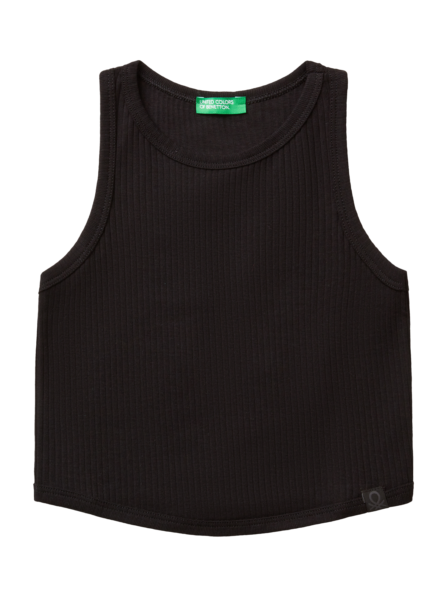 Product image 1 of 3, which shows Benetton Kids' Ribbed Cotton Sleeveless Tank Top, Black, 6-7 years